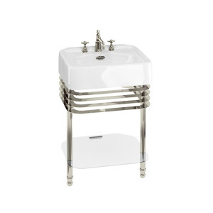 Burlington Arcade Раковина Arcade 600 мм с переливом и подставкой для умывальника с никелевым переливом и подставкой для раковины ARC600 3TH ARC22