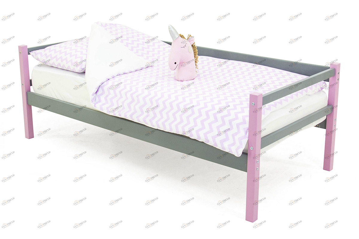 Детская кровать-тахта Svogen лаванда, графит БЕЛЬМАРКО  326825 Розовый;серый Santreyd 