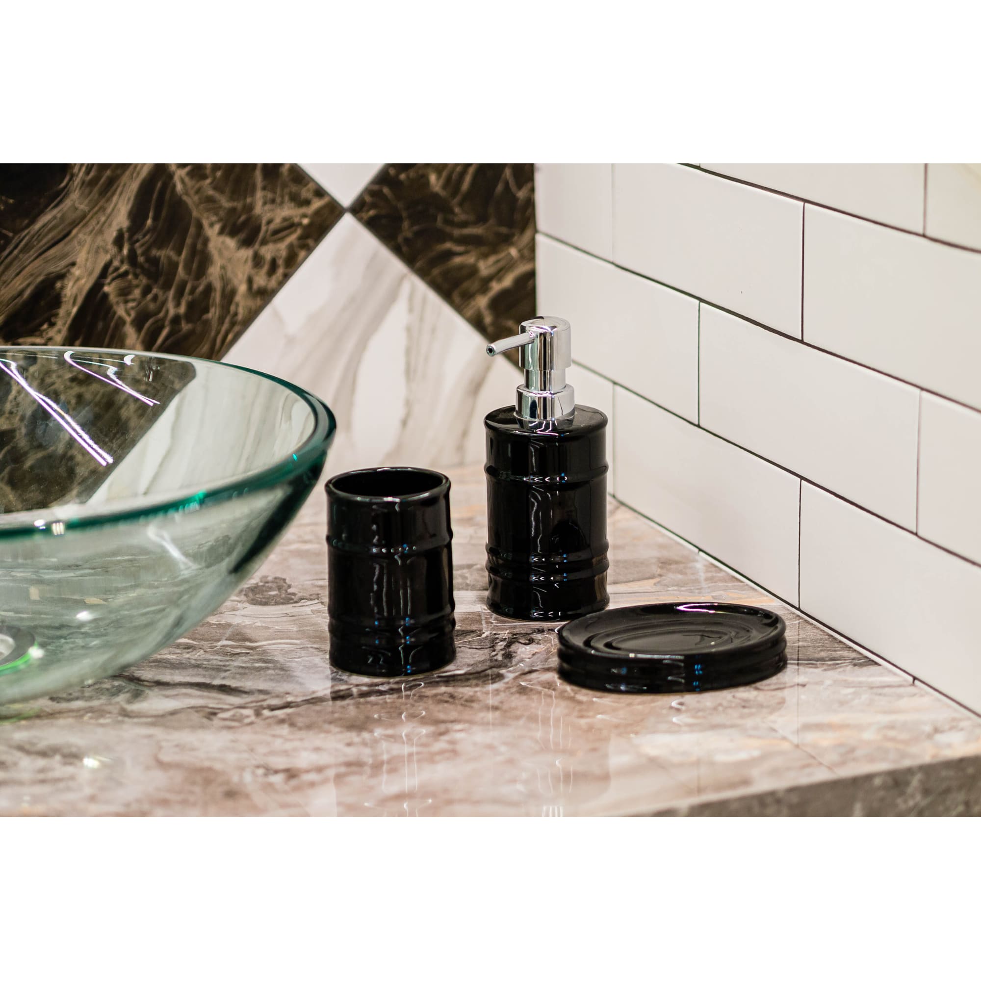 82391999 Стакан для зубных щёток «» керамика цвет чёрный Oil Santreyd  - Вид №3