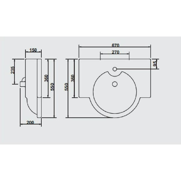 25354 Подвесная раковина настенная овальная Ceramica Hidra  - Вид №3