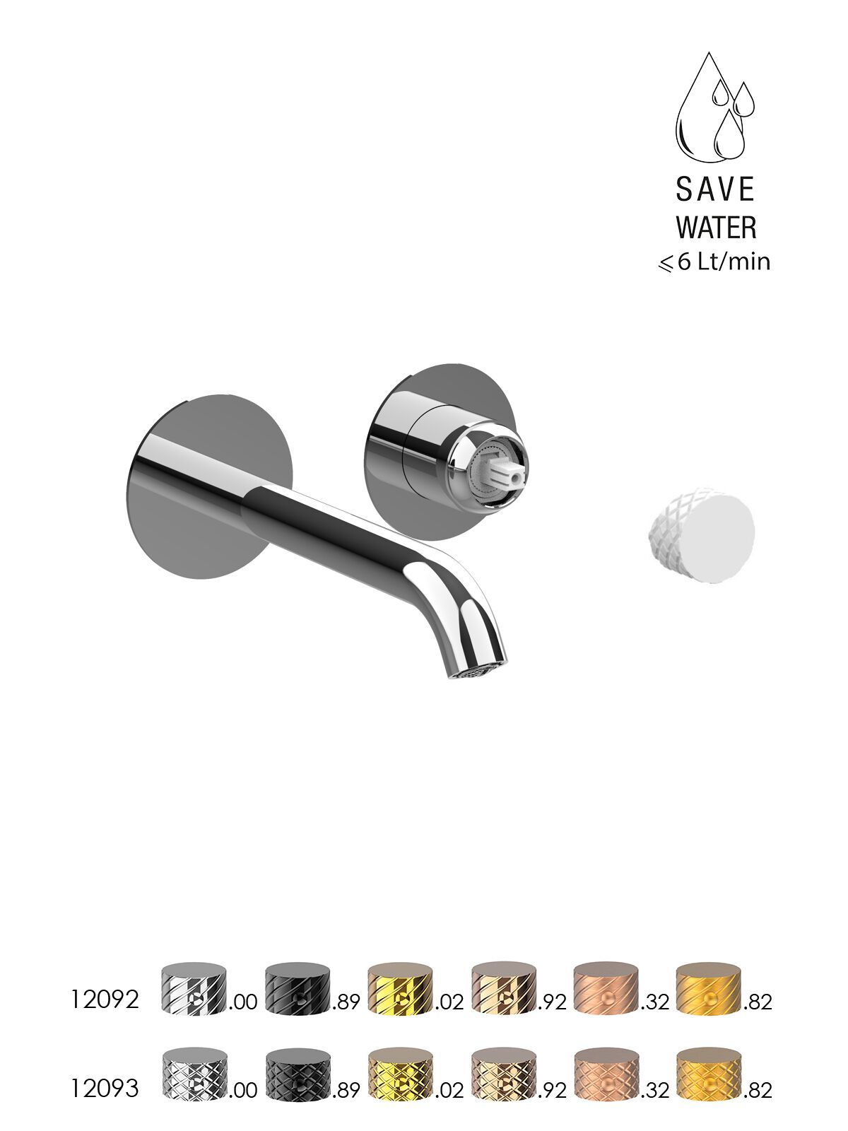 Настенный смеситель для раковины с 2 отверстиями и ограничителем расхода Rubinetterie Frattini Pepe XLS ARCH-00144539 - Вид №4