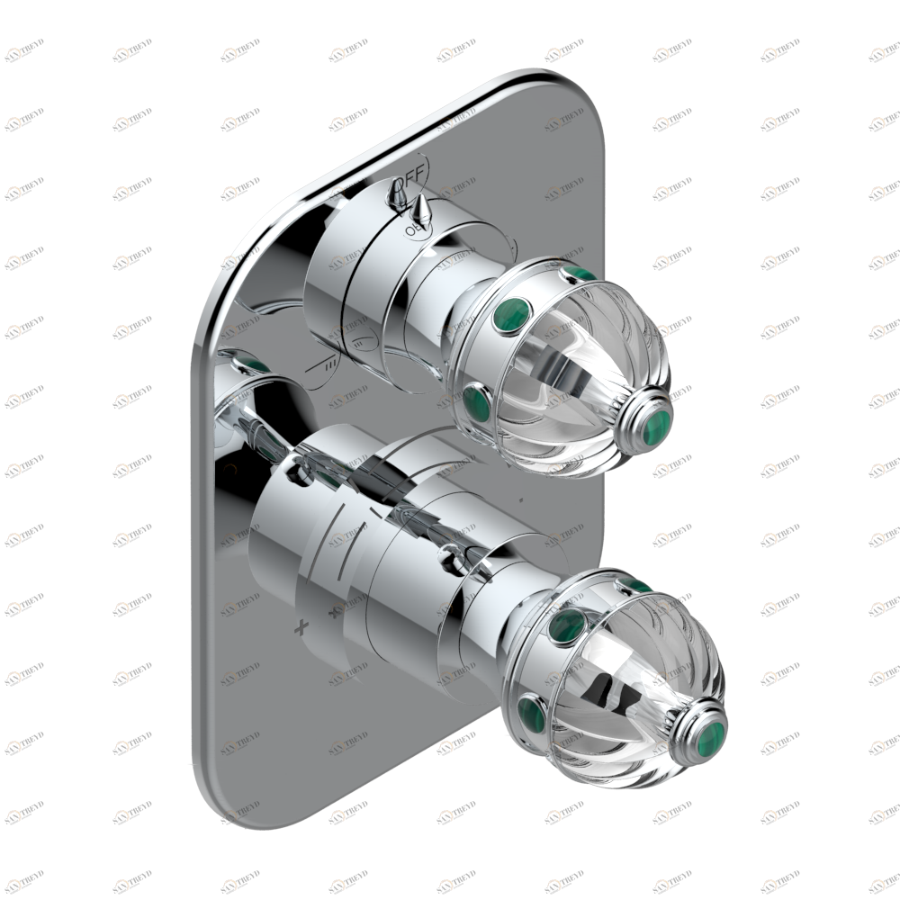 A1S-5500BE Ручка регулировки и маховик 2-канального переключателя для термостатического смесителя арт. 5500AE Thg-paris Cheverny с малахитом Хром A1S 5500BE  A02 CAT.A