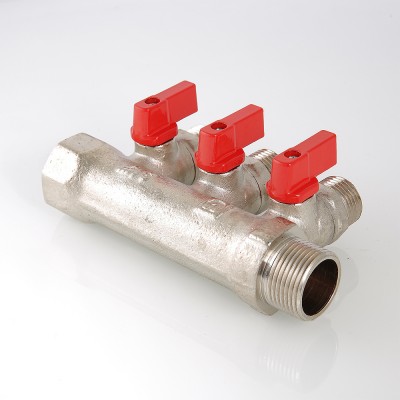 VTc.580.N.0503 Коллектор с отсекающими кранами Valtec 3/4", 3 х 1/2"  - Вид №5