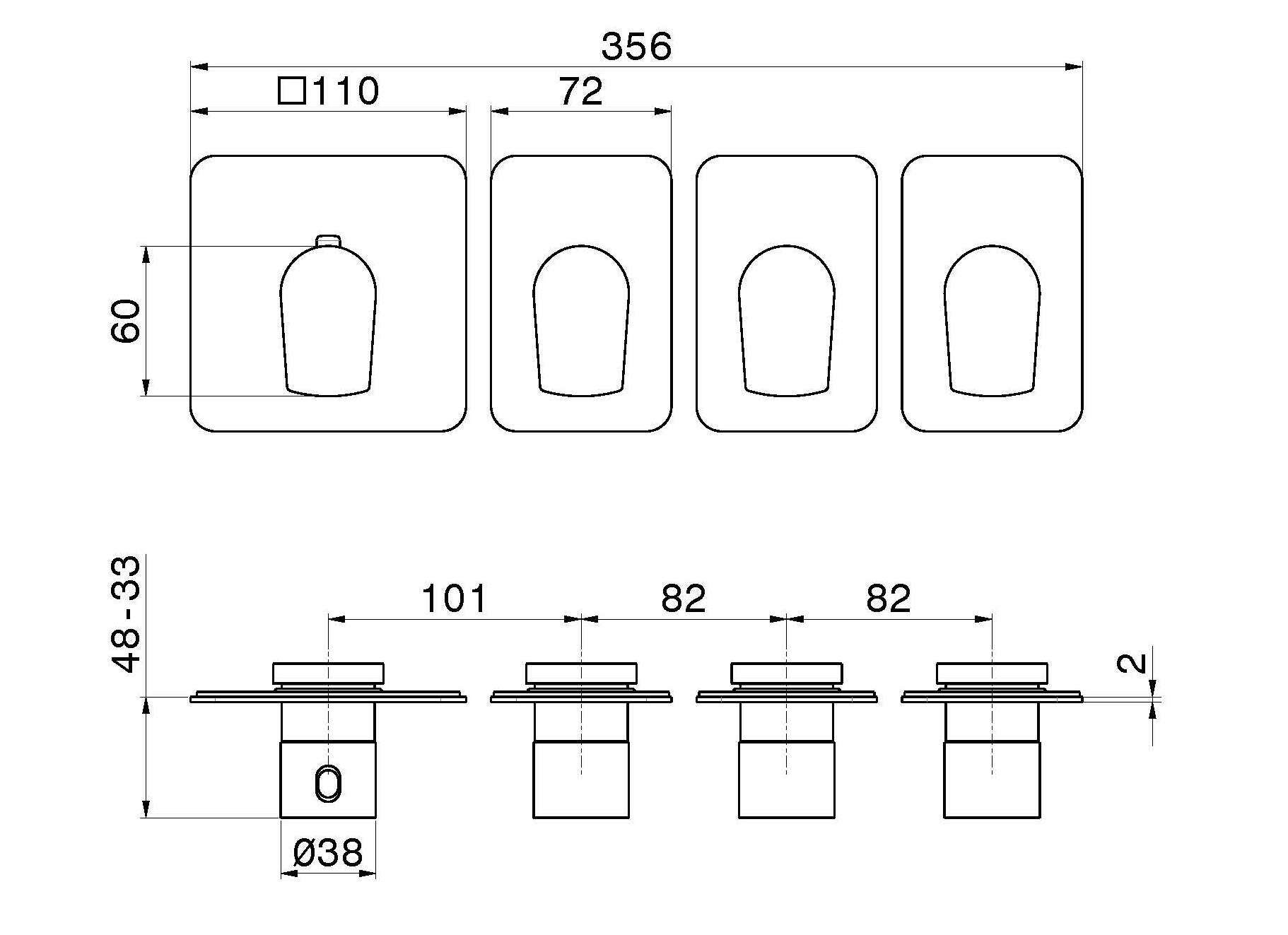 Термостатический смеситель для душа с 4 отверстиями Newform многофункциональные термостаты 3 выхода ARCH-00132063 - Вид №1