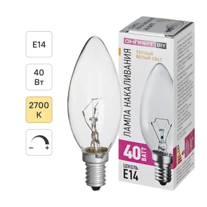 ОНЛАЙТ Лампа накаливания Е14 40Вт теплый свет для уютного интерьера 89413696