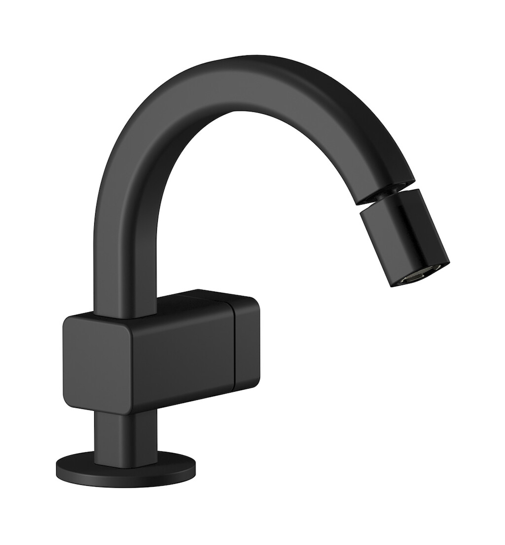 Прогрессивный смеситель для биде на 1 отверстие в комплекте с донным клапаном. WE ARE IB eo220np_1 Matt Black Elio