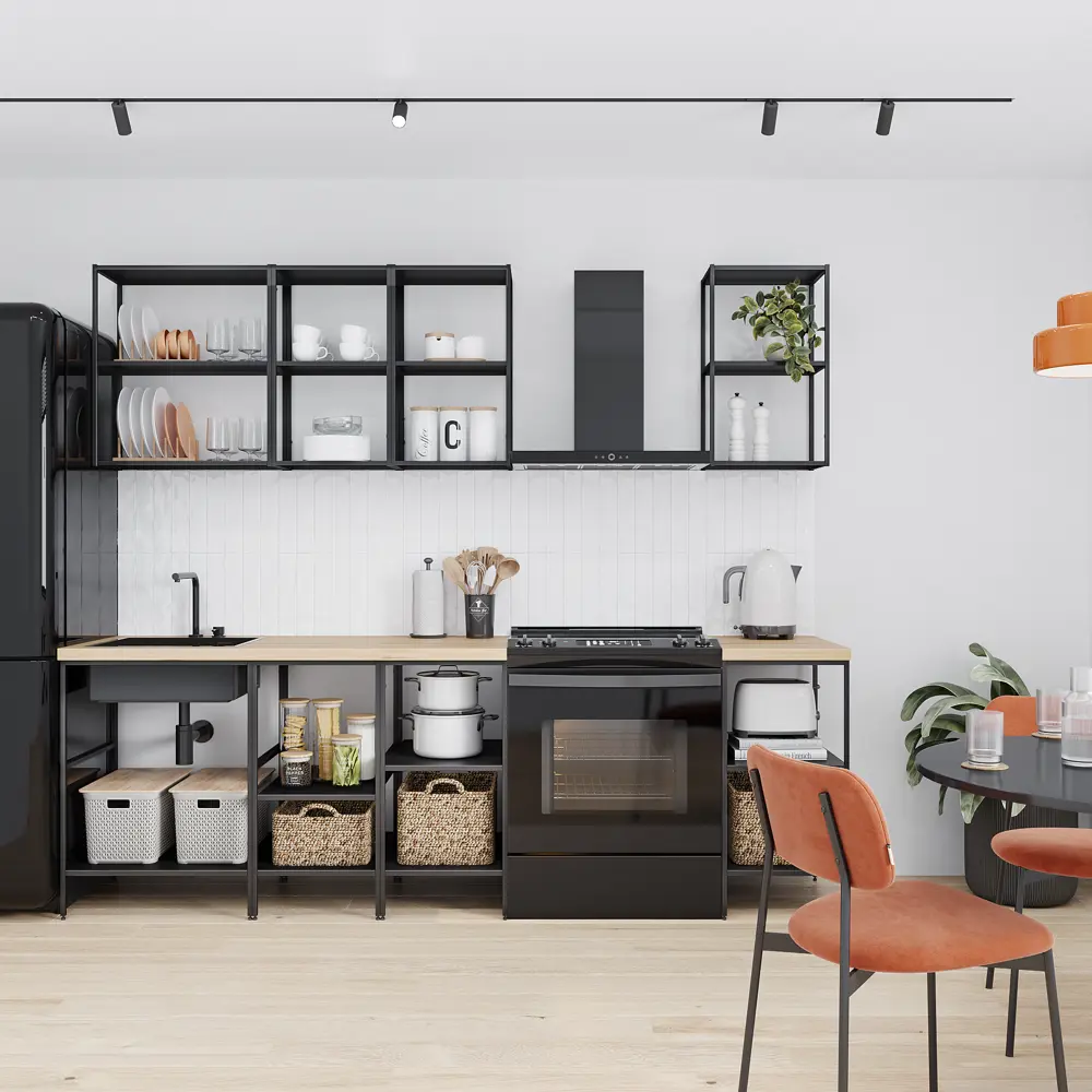 Кухонный гарнитур 120x60 см Вельга цвет черный KONSENSA STLM-2119941 - Вид №1