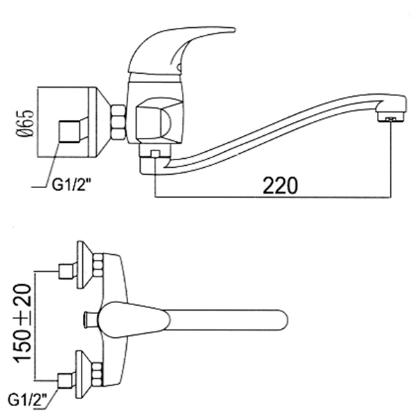 Смеситель для кухни San Fonte 2126-Н17 настенный 2126-Н17 11161280 - Вид №1