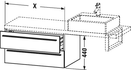 XL543903838 X-Large Шкафчик для консоли Доломитово-серый глянцевый лак Duravit - Вид №1