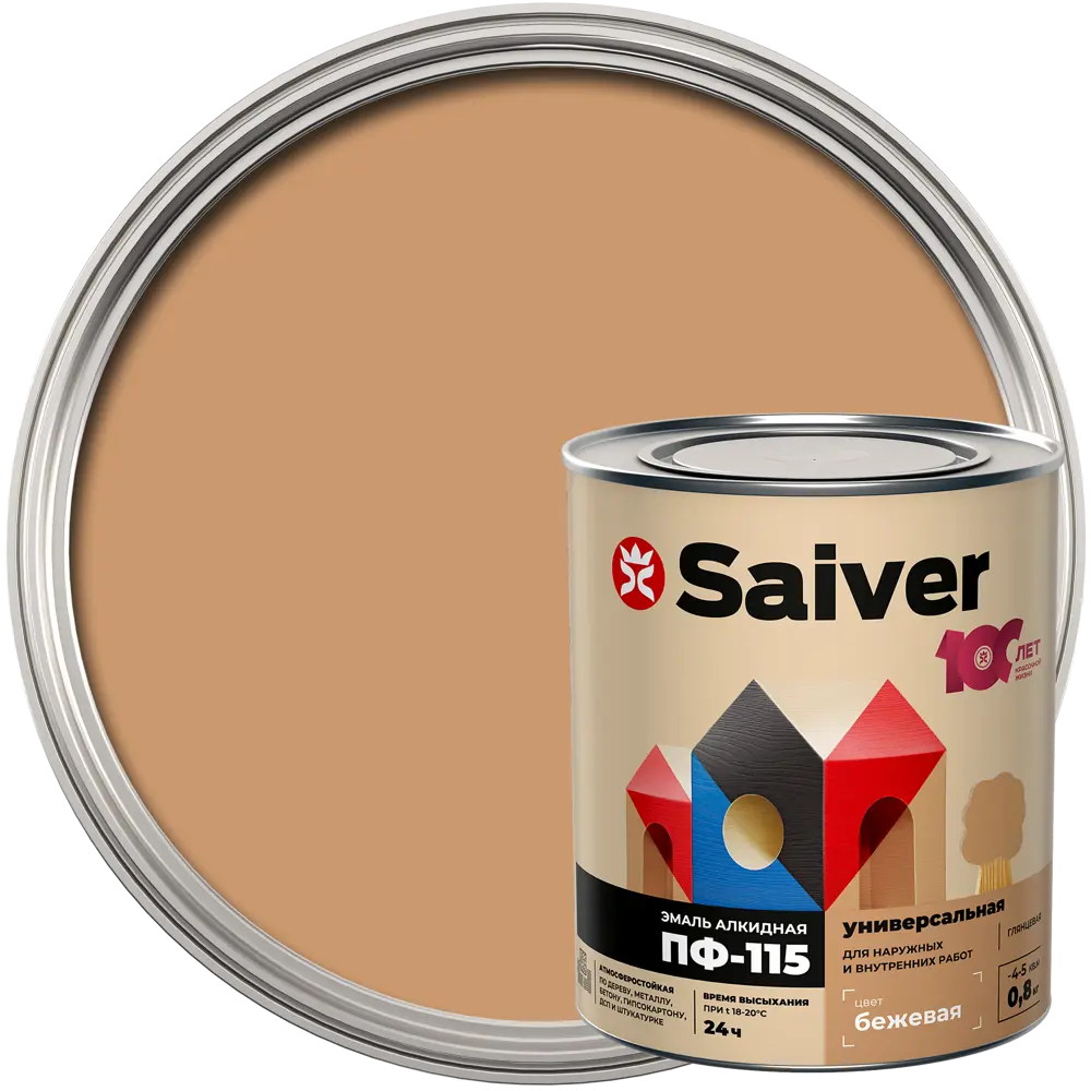 Эмаль ПФ-115 Saiver Lux глянцевая цвет бежевый 0.8 кг 83402326 STLM-2175251 