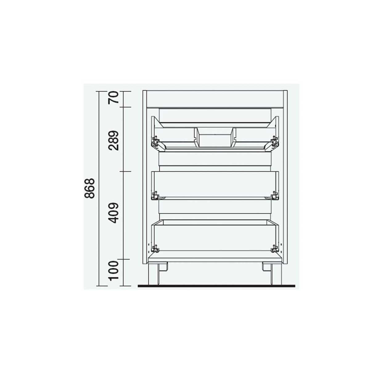 26568 SALGAR Мебель для умывальника FUSSION LINE 900 3 ящика GLOSS GREY 897 x 868 x 450 мм Глянцевый серый - Вид №3