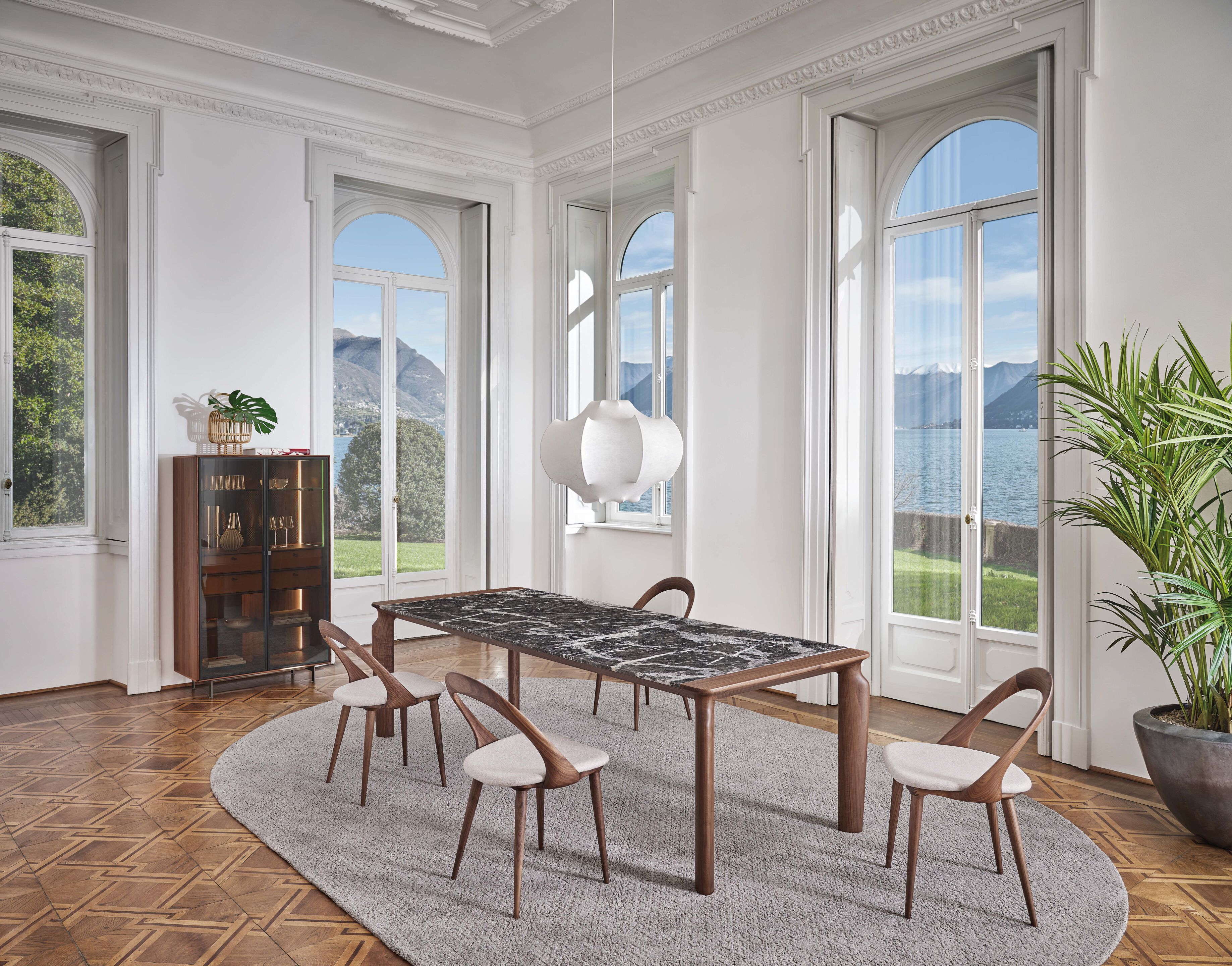 Прямоугольный обеденный стол из ореха и мрамора Porada двадцать четыре ARCH-00052296 - Вид №1