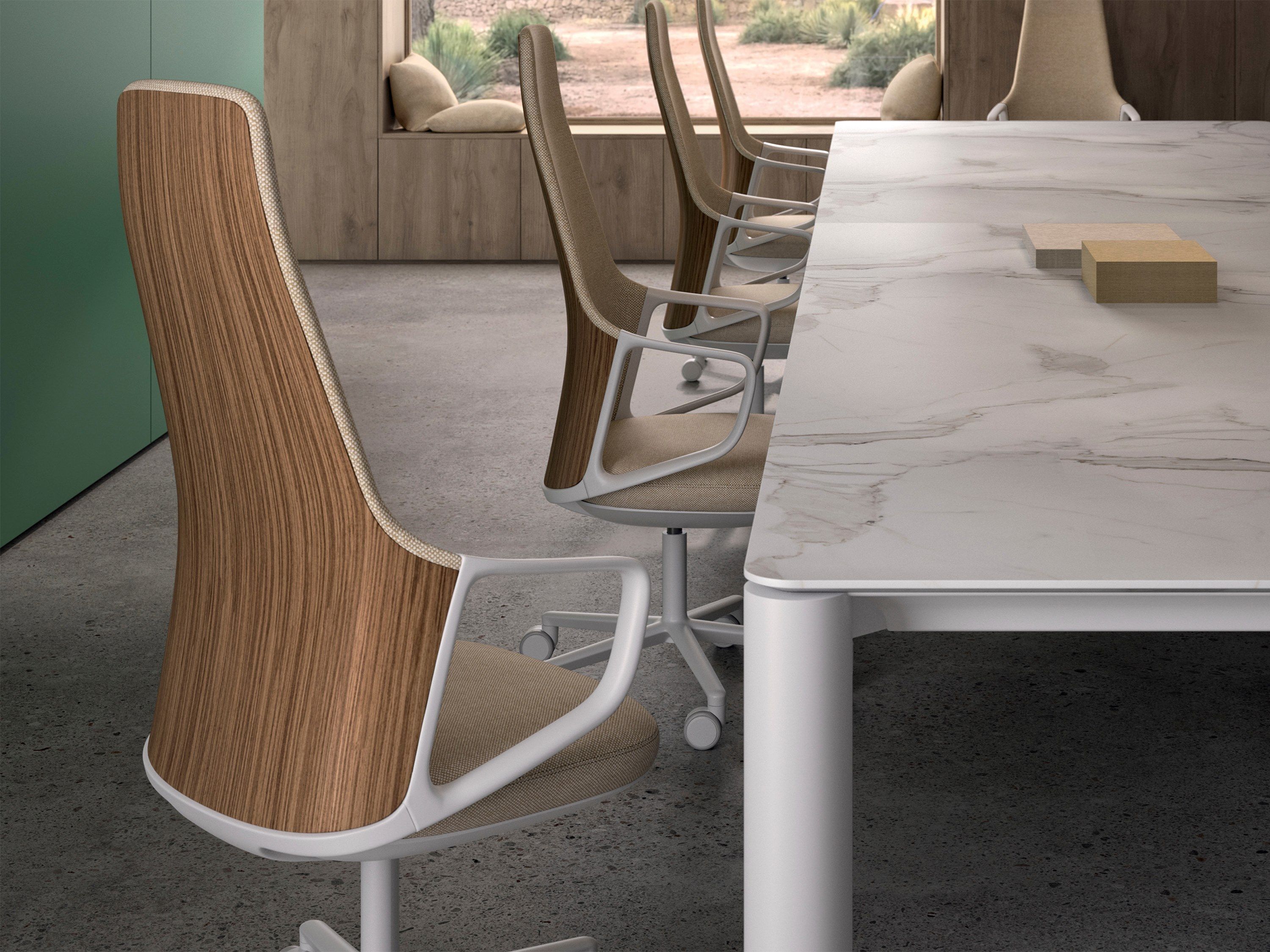 Прямоугольный стол для совещаний из алюминия и дерева Andreu World ARCH-00000611 - Вид №1