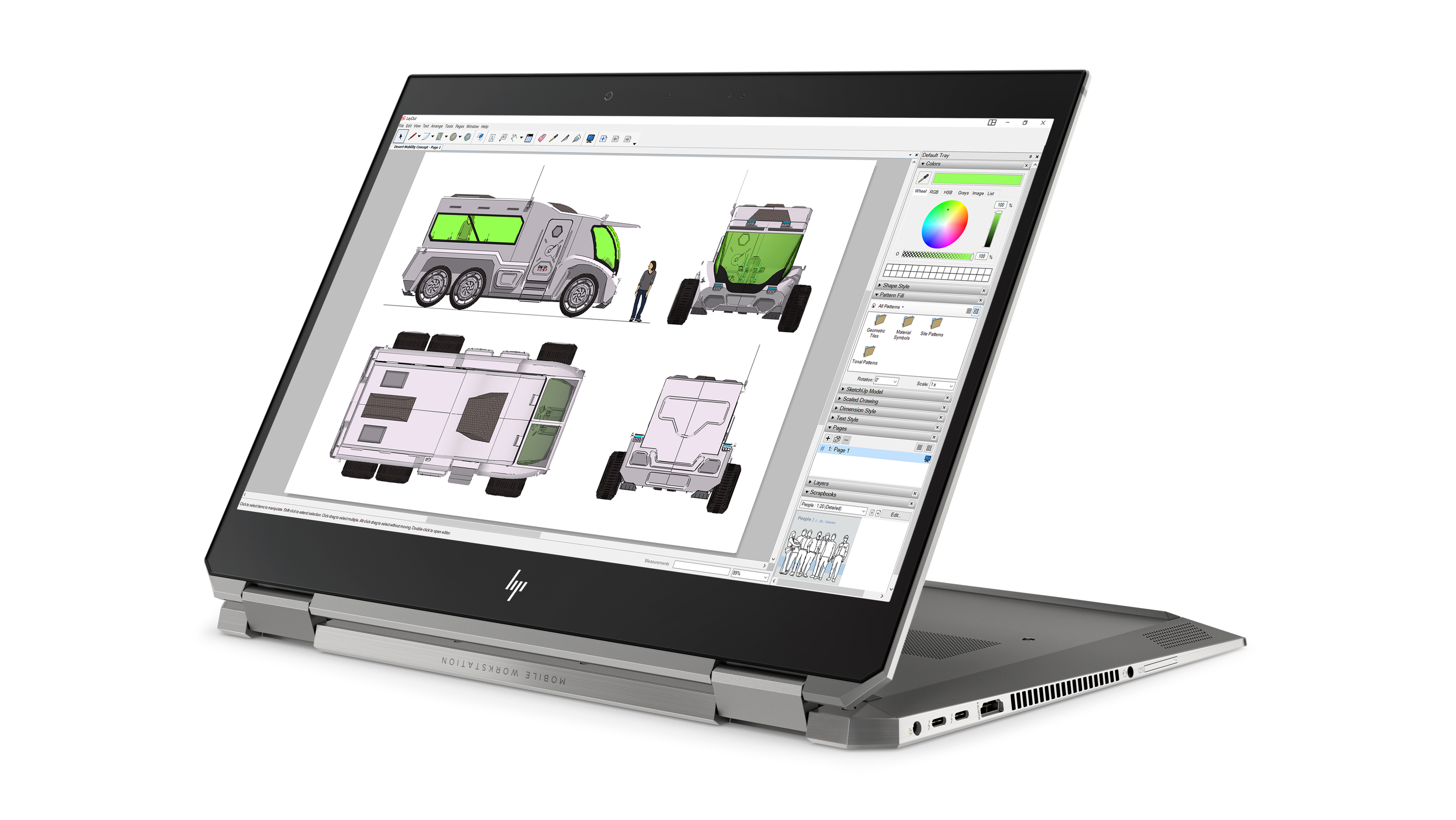 6TW47EA#ACB zbook x360 studio g5 15.6"(3840x2160)/touch/intel core i9 9880h(2.3ghz)/16384mb/512ssdgb/nodvd/ext:nvidia quadro p2000(4096mb)/war 3y/2.26kg/silver/w10pro + no pen HP Santreyd  - Вид №6