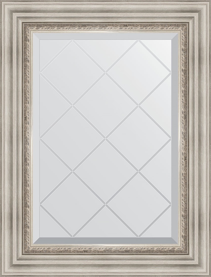 BY 4018 Зеркало с гравировкой в багетной раме - римское серебро 88 mm EVOFORM Exclusive-G