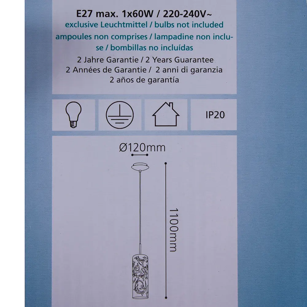 Подвес Amadora 1xE27x60 Вт, металл/стекло, цвет хром/белый Maytoni STLM-2010906 - Вид №3