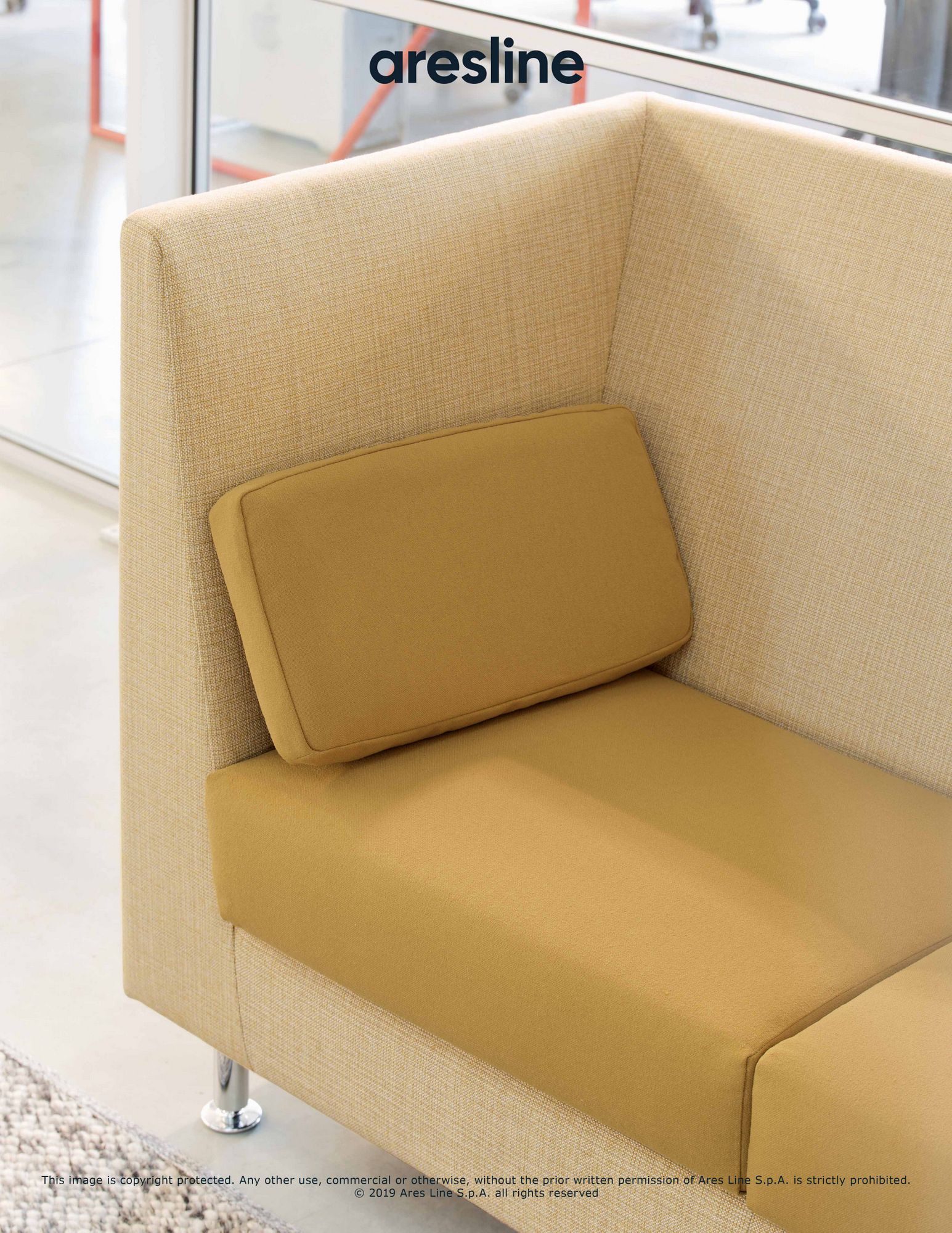 2-местный тканевый диван с высокой спинкой FANTONI Seating system ARCH-00008841