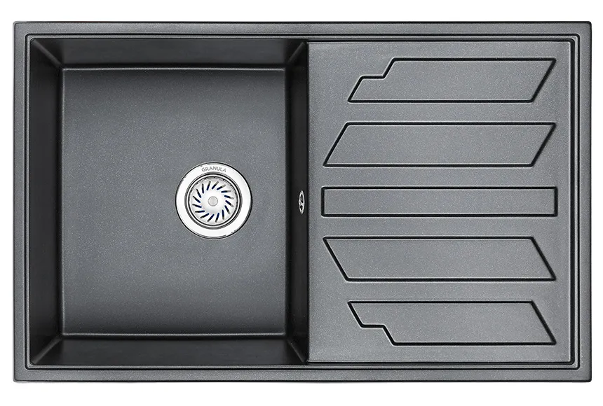 8002, ШВАРЦ (чёрный металлик), кухонная мойка, кварц GRANULA 8002-ST220 - Вид №1