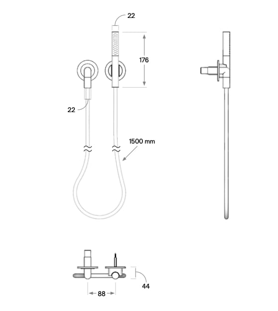 Термостатический набор для душа из нержавеющей стали с ручным душем COCOON John Pawson ARCH-00134906 - Вид №5
