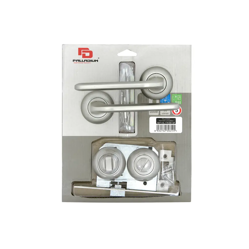 Комплект дверных ручек 24L 170 BK GF, с запиранием, цвет никель PALLADIUM STLM-2149790 - Вид №3