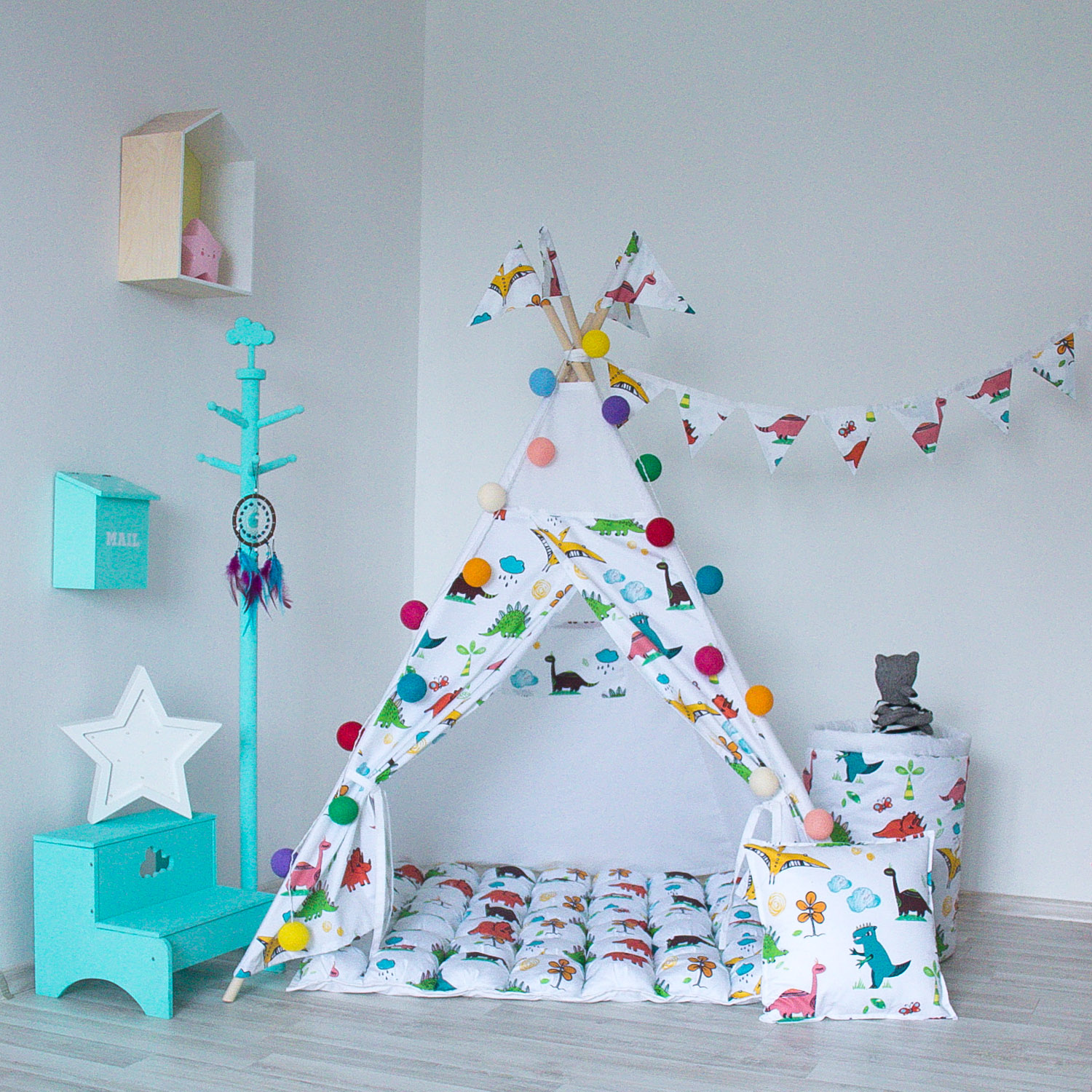 Коврик Бомбон для вигвама Dino VAMVIGVAM DINO 281579 Красный;желтый;зеленый Santreyd - Вид №5