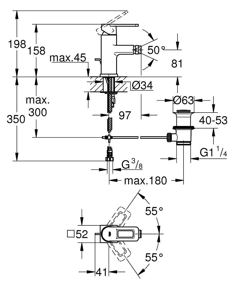 32636KS0 Смеситель для биде Grohe Quadra черный бархат - Вид №1