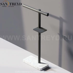 Agape DOT LINE Конструкция с функцией полотенцедержателя, держателя туалетной бумаги и мыльницы черная на подставке из белого мрамора ADTL0463.NZ