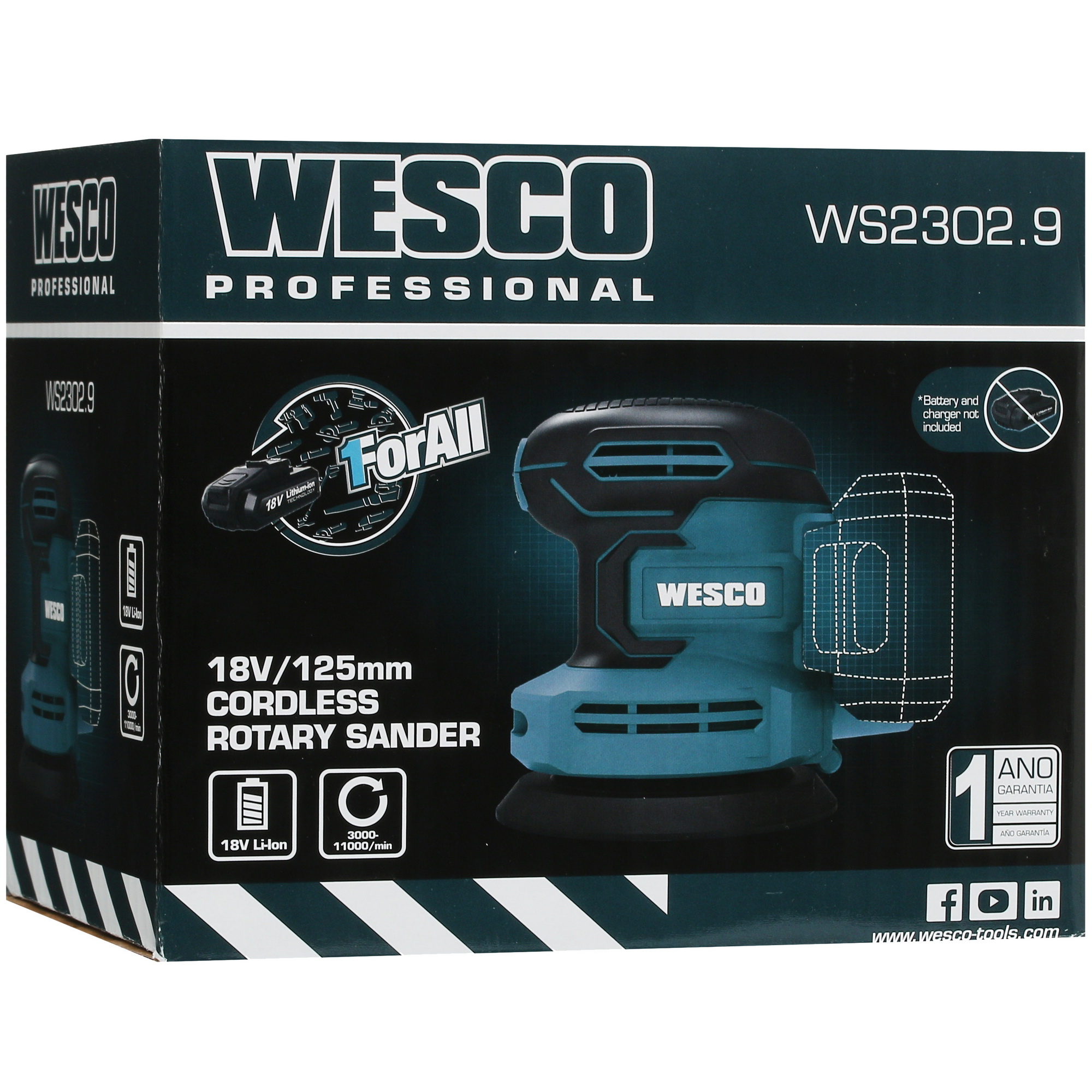 Эксцентриковая шлифмашинка Wesco WS2302.9 1ForAll 18V  , Без ЗУ, Без АКБ 5410878 STDN-0063250 - Вид №11