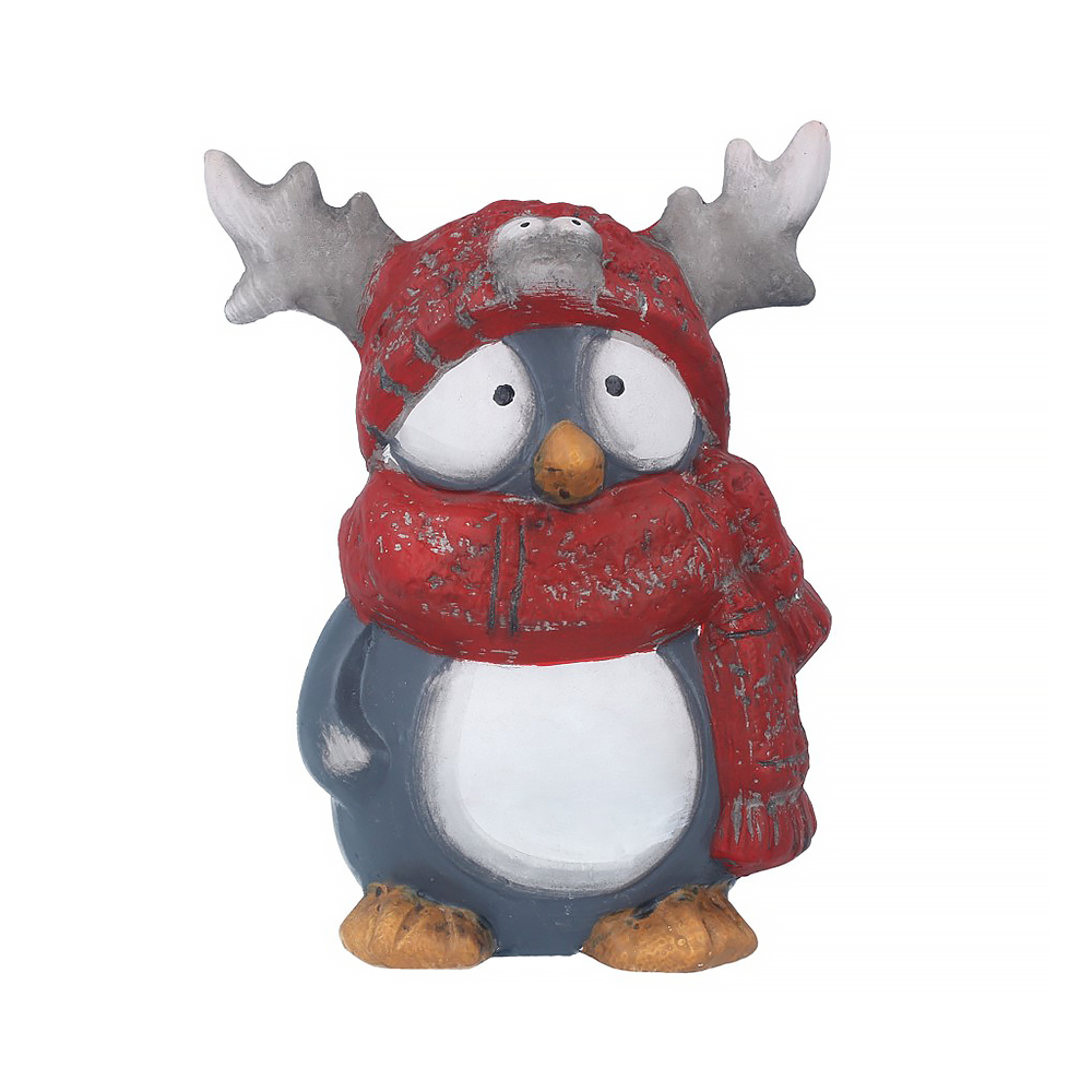 18057 Пингвин "Рогатик" в красном шарфе большой 13 х 10 х 16.3 см Santreyd 