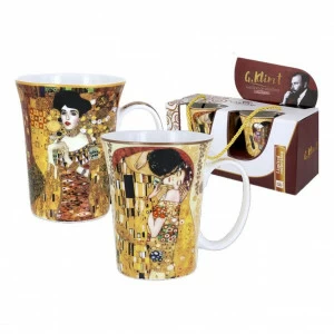 Кружки фарфоровые 2 шт сине-желтые "Поцелуй и Адель. Г.Климт" CARMANI Г.КЛИМТ 00-3946535 Желтый;золото
