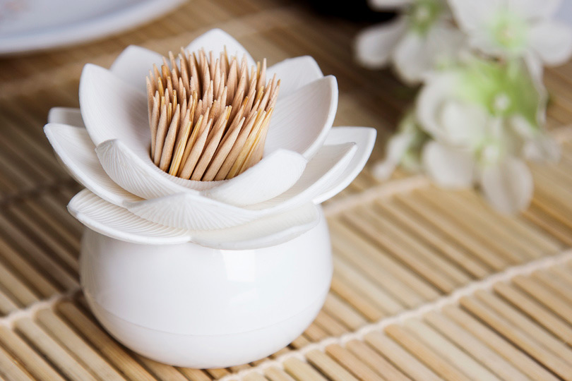 QL10156-WH-WH Держатель для зубочисток lotus белый Qualy  - Вид №1