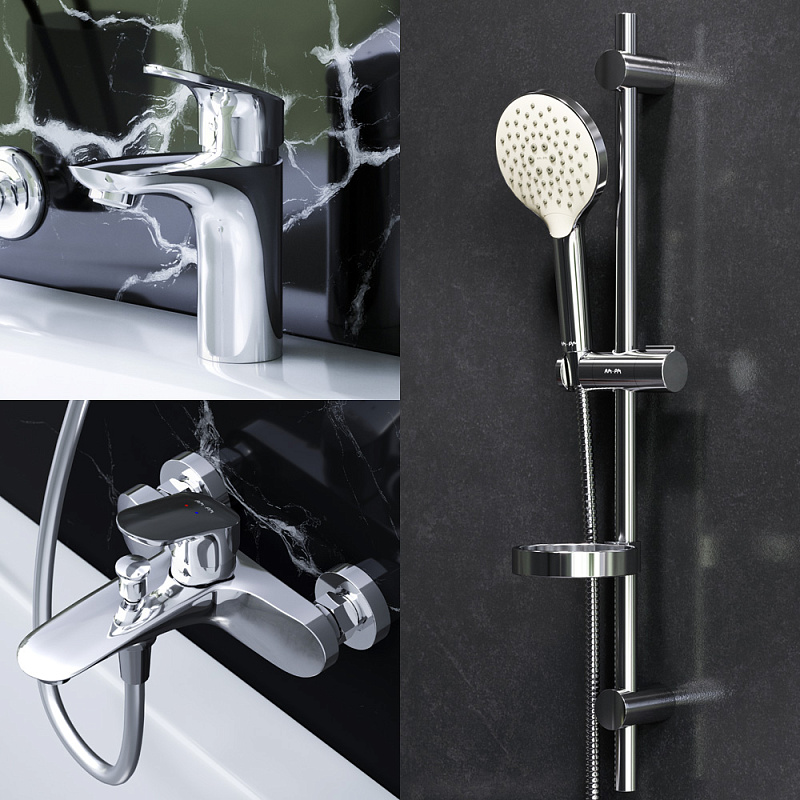 F4098000 набор смесителей: смеситель для умывальника смеситель для ванны/душа душевой комплек AM.PM Like - Вид №1