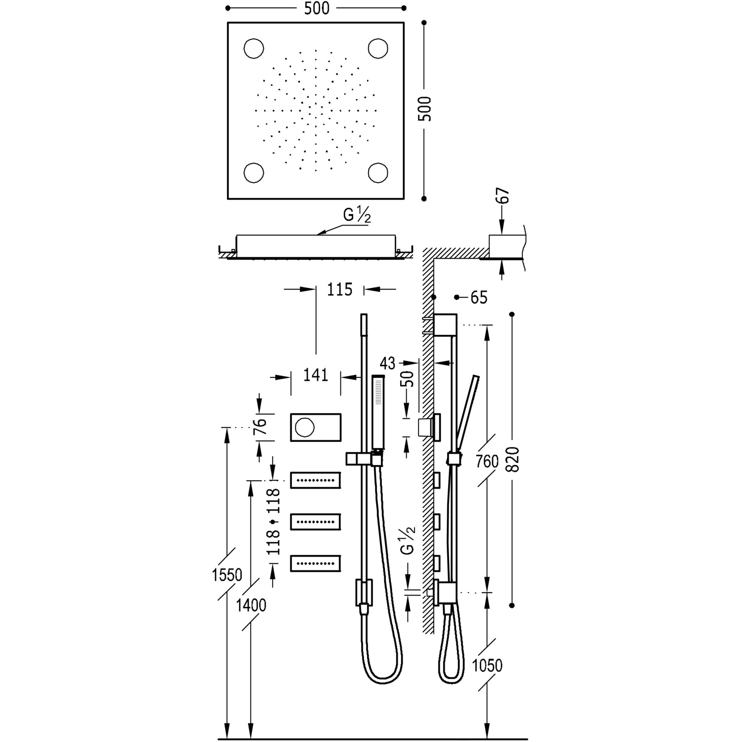 SHOWER TECHNOLOGY Kit de grifo termostático electrónico empotrado de 3 vías Shower Technology Blue Edition con Cromoterapia para-09286309 TRES Electronic - Вид №1