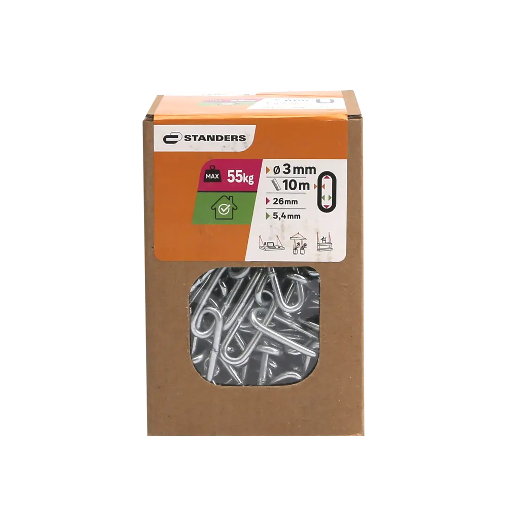 Цепь Standers оцинкованная сталь длинное звено 3 мм 10 м/уп STLM-2208283 - Вид №3