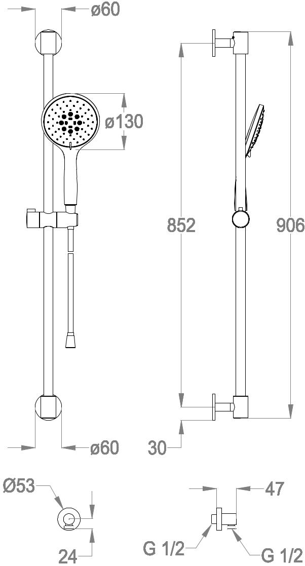 Fir Italia Поручень с ручным душем Aste saliscendi 1400986 - Вид №1