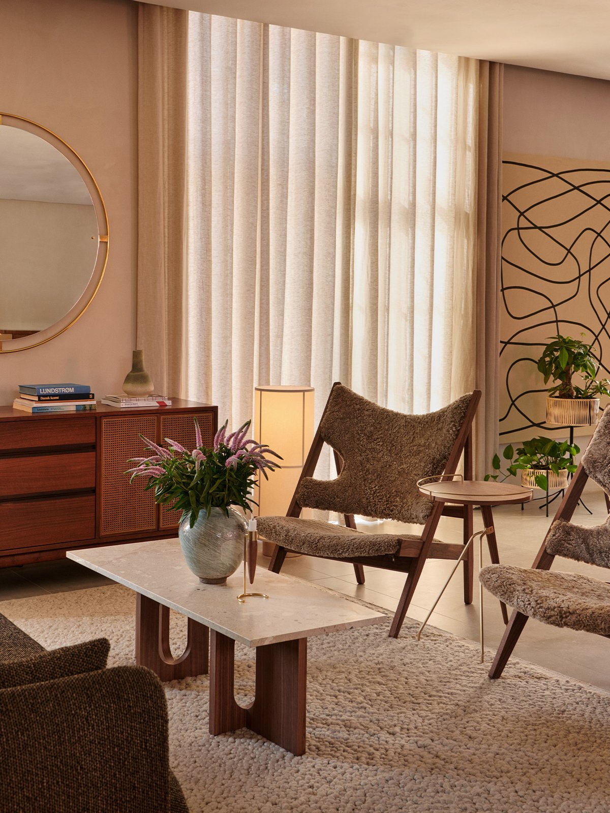 9680005-020S04ZZ MENU Вязание Кресло для отдыха, Овчина Темный мореный дуб | Корень  - Вид №12