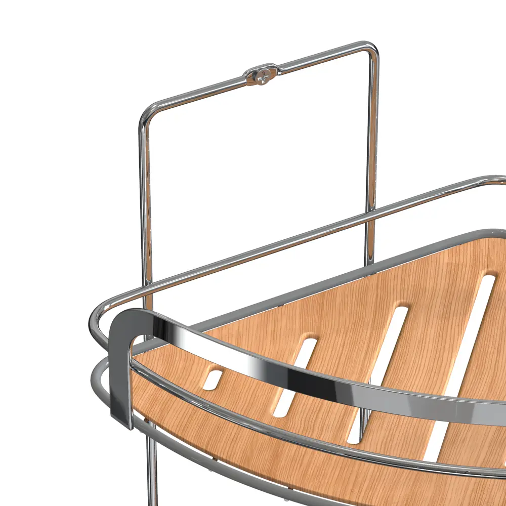 Полка для ванной угловая Wood трехъярусная цвет хром, дерево Santreyd нет STLM-2036485 - Вид №2