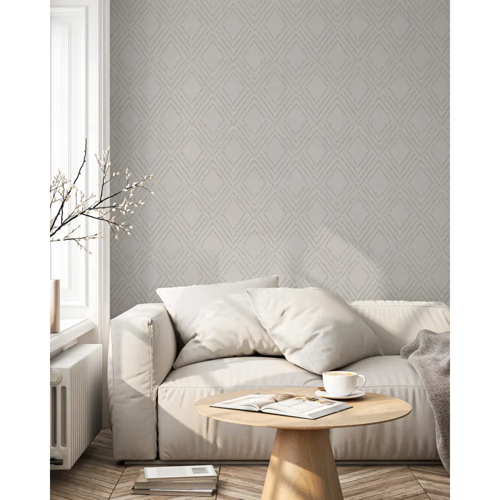 Обои флизелиновые Wallsecret Lana серые с геометрическим рисунком 89420063 STLM-1568467 - Вид №4