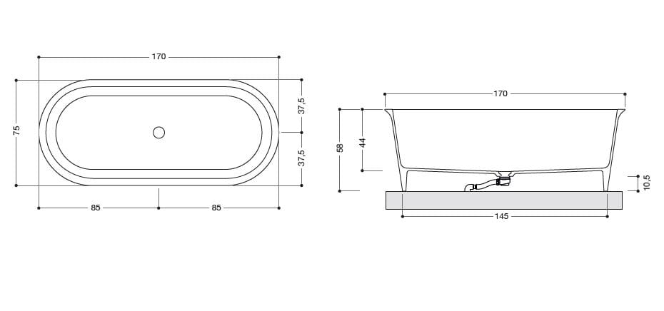 Овальная ванна в центре комнаты в mineraltek Gruppo Geromin Avigo ARCH-00066666 - Вид №2