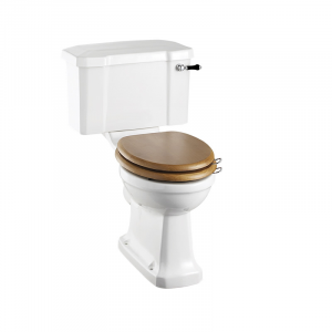 Burlington Моноблочный унитаз без ободка с бачком с рычагом 520 с черным рычагом P20 C1 BLA