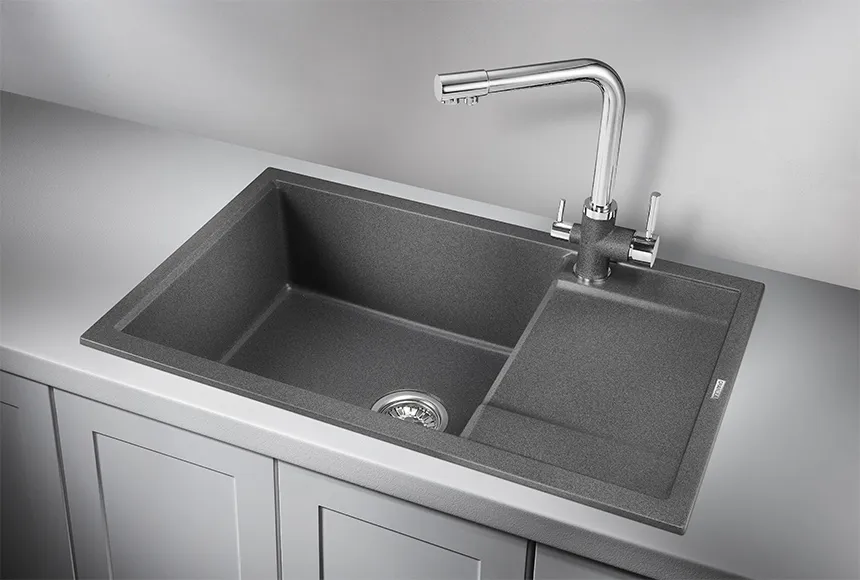 7805, ГРАФИТ (ЧЁРНО-СЕРЫЙ), кухонная мойка, кварц GRANULA 7805-ST178