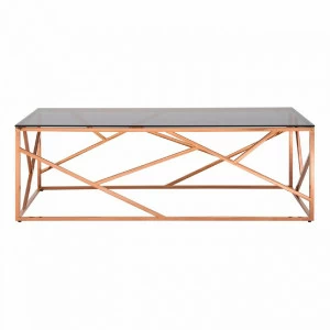 Журнальный столик стеклянный дымчатый с основанием розовое золото 120х60 см "Арт Деко" STOOL GROUP  00-3881900 Золото;розовый