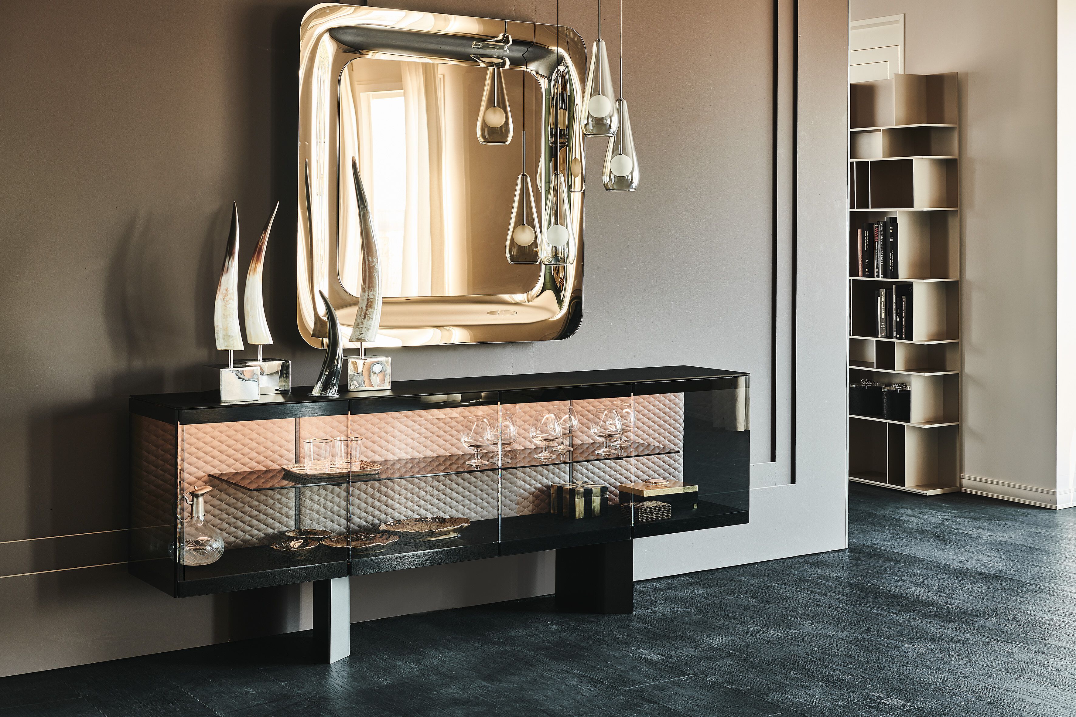 Шкаф из стали и хрусталя с распашными дверями Cattelan italia бутик ARCH-00123603 - Вид №1