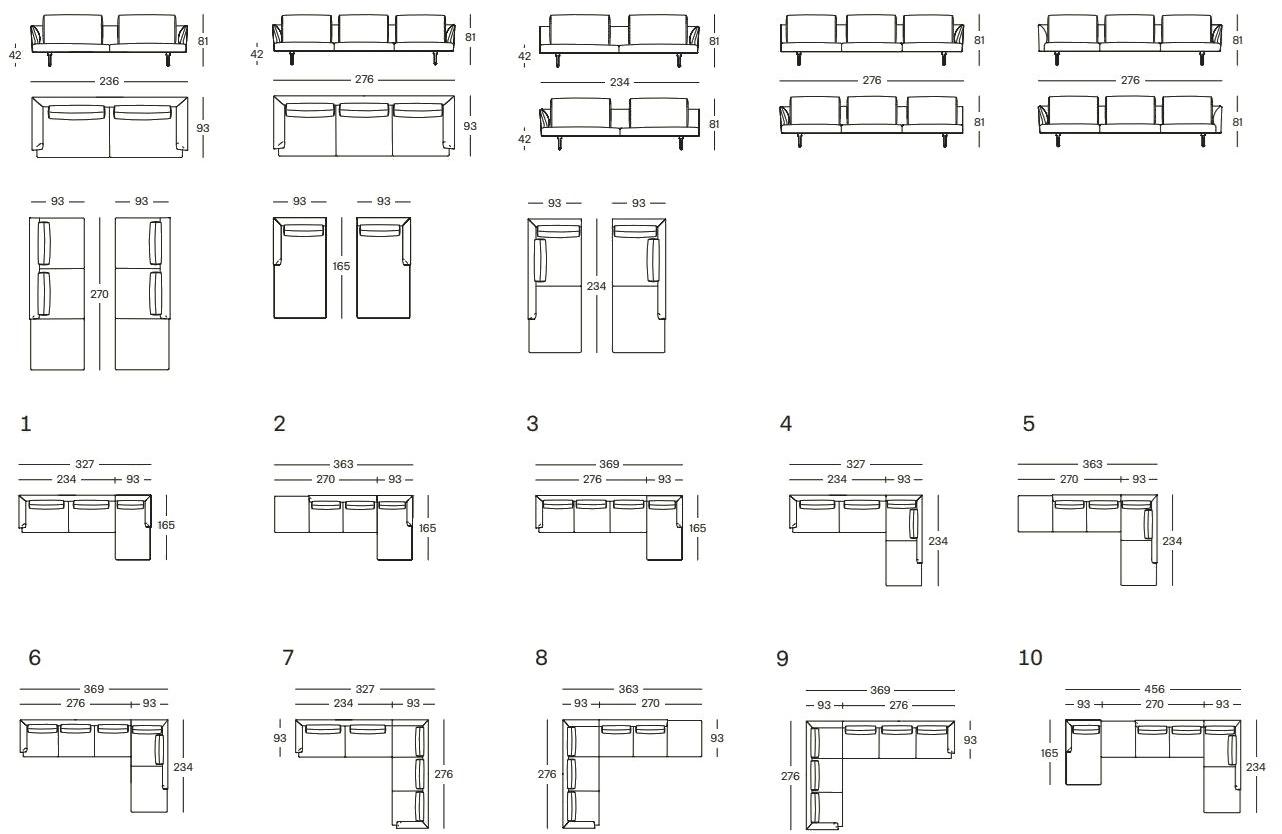 Zanotta Угловой диван в ткани sun-id-1483185 - Вид №3