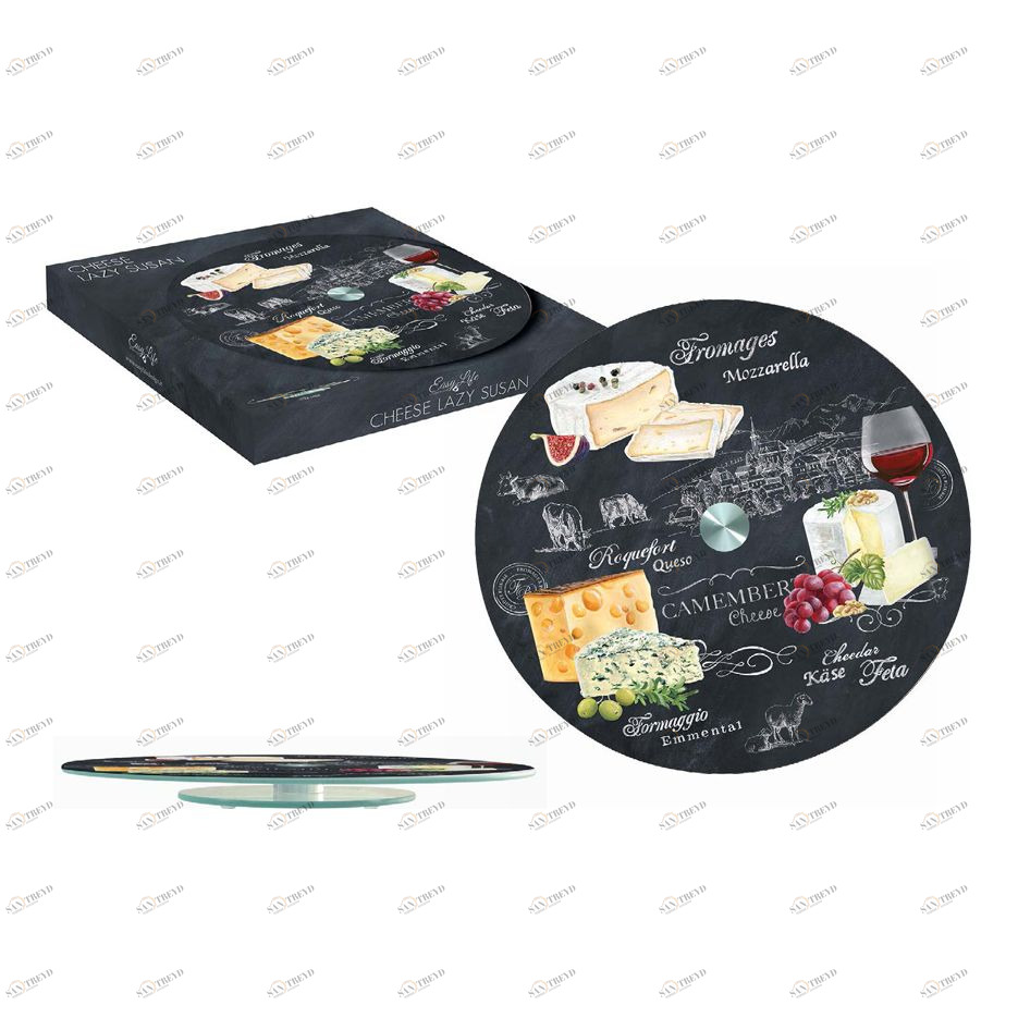 Вращающееся блюдо стеклянное для сыра 32 см черное "Мир сыров" EASY LIFE МИР СЫРОВ 00-3946608 Черный 