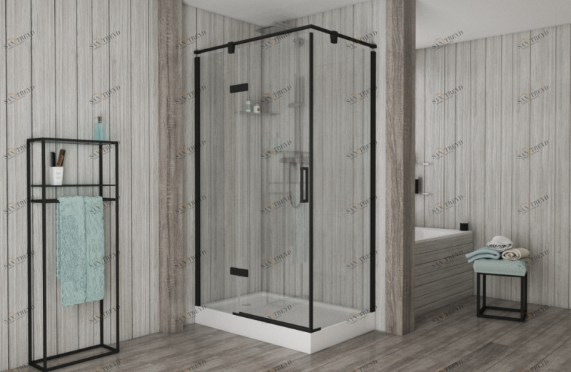 Душевое ограждение (L-open) одна распашная дверь BLACKLINE BS120.3112AB bravat 