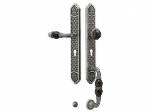 0J3007.SNZ85.30 Комплект входной двери черный кристалл сваровски замочная скважина европрофиль 85мм Античная латунь