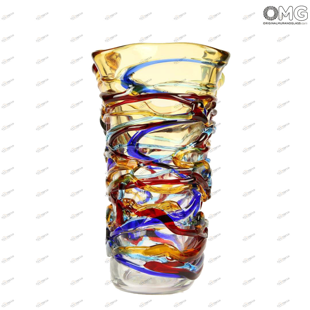 2655 ORIGINALMURANOGLASS Ваза Арлекино - с волнистыми краями - Original Murano Glass OMG 24 см 