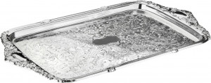 10611773 Queen Anne Поднос прямоугольный с ручками Queen Anne 36х25см, сталь, посеребрение Сталь нержавеющая с посеребрением