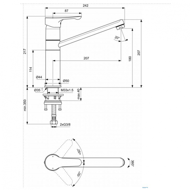 BC813U4 Cмеситель для кухонной мойки Ideal Standard ALPHA - Вид №1